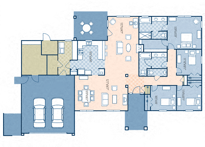 Floor plan for 4 beds, 2.5 baths, 1912 sqft